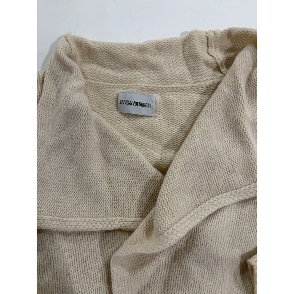 Zadig & Voltaire Women Beige Alpaca Wool Daphnee Patch Cardigan Sweater Small